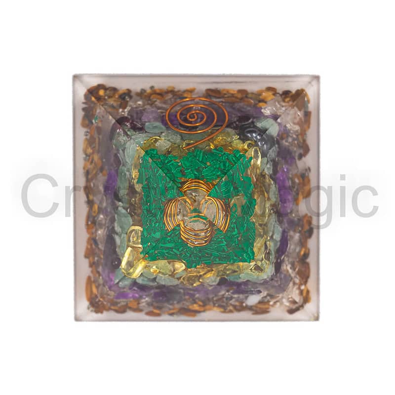 Prosperity Orgonite Pyramid (Tiger eye, Amethyst, Garnet, Magnetite, Citrine, Pyrite) etc.) - Image 2