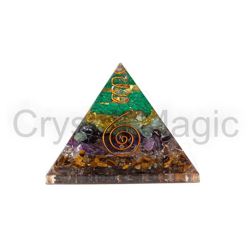 Prosperity Orgonite Pyramid (Tiger eye, Amethyst, Garnet, Magnetite, Citrine, Pyrite) etc.)